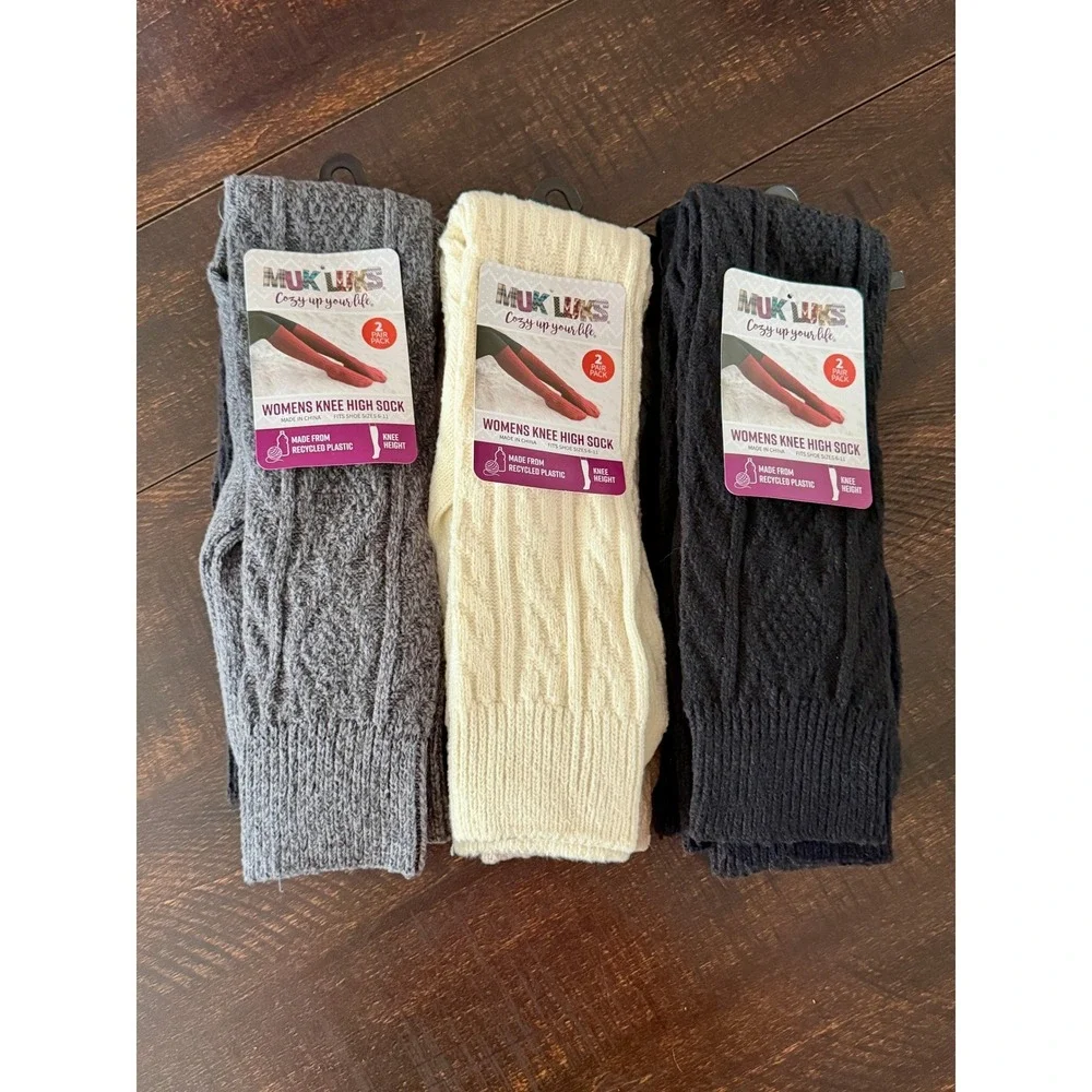 NWT Muk Luks Women's‎ Knee-High Socks – Bundle of 6 (3 Packs)